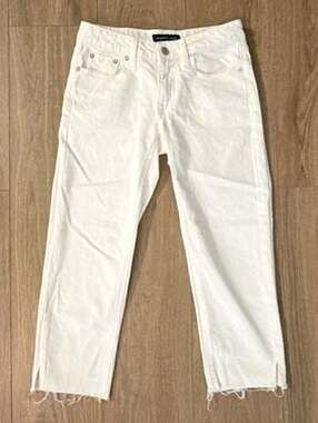 Aéropostale Low Rise Baggy Crop White Denim Jeans Size 00R